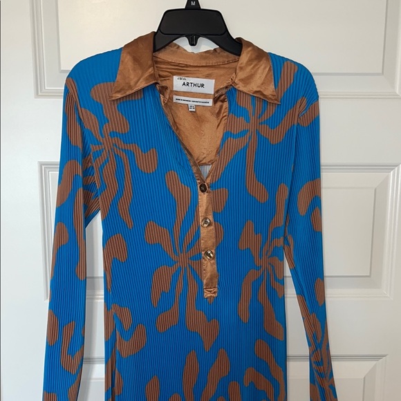 Arthur Dresses Womens Long Sleeve Blue And Brown Dress Poshmark — free download